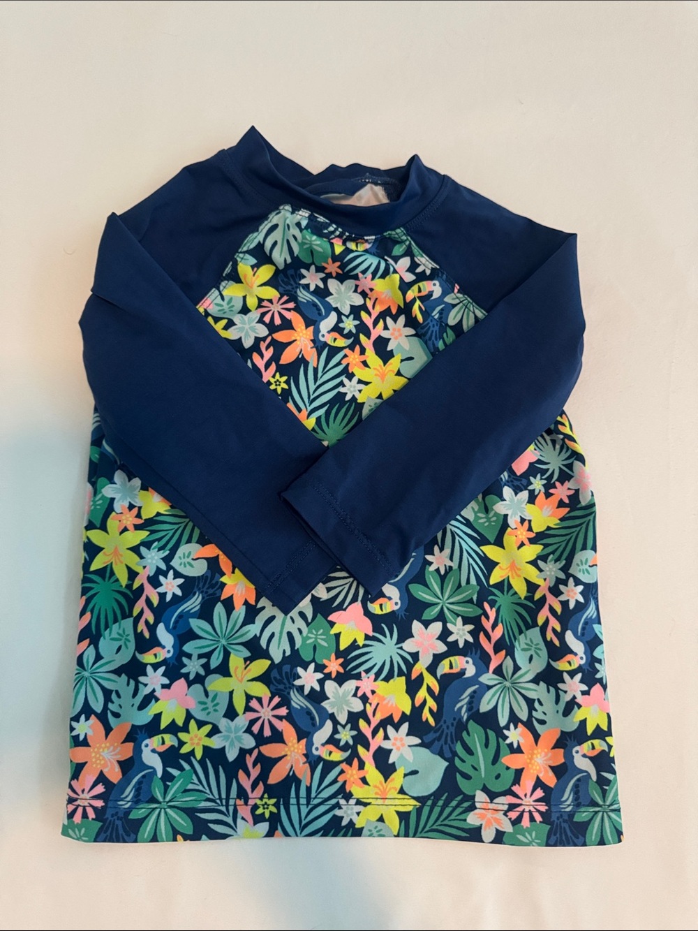 Chubbies 2T Boys Navy Tropical Floral Long-Sleeve Rash Guard